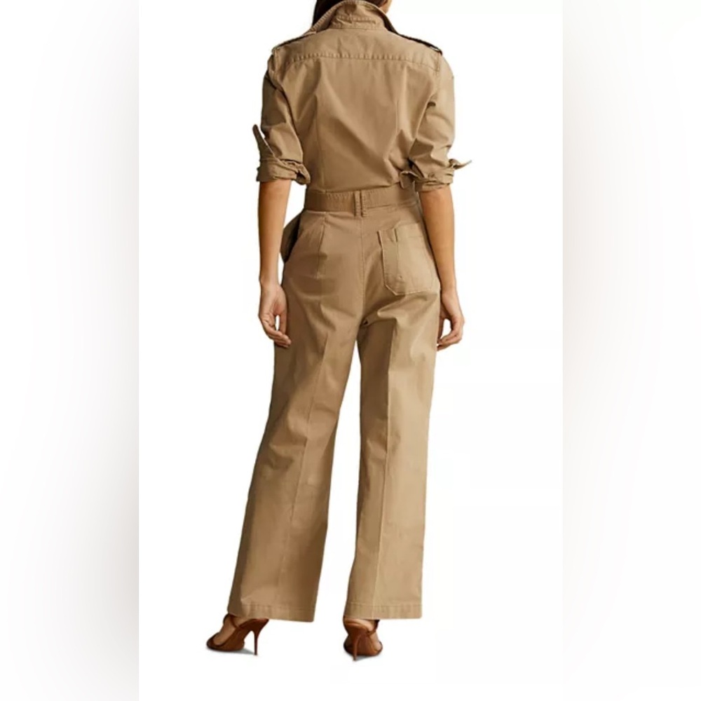 Polo Ralph Lauren NWOT Tan Cotton Twill Belted Utility Jumpsuit (Size 2) - Picture 3 of 7
